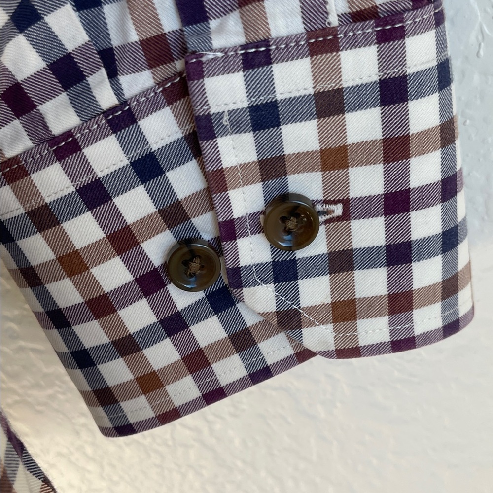 SCOTT BARBER Men's Checkered Button Down Shirt • Large - Picture 5 of 8